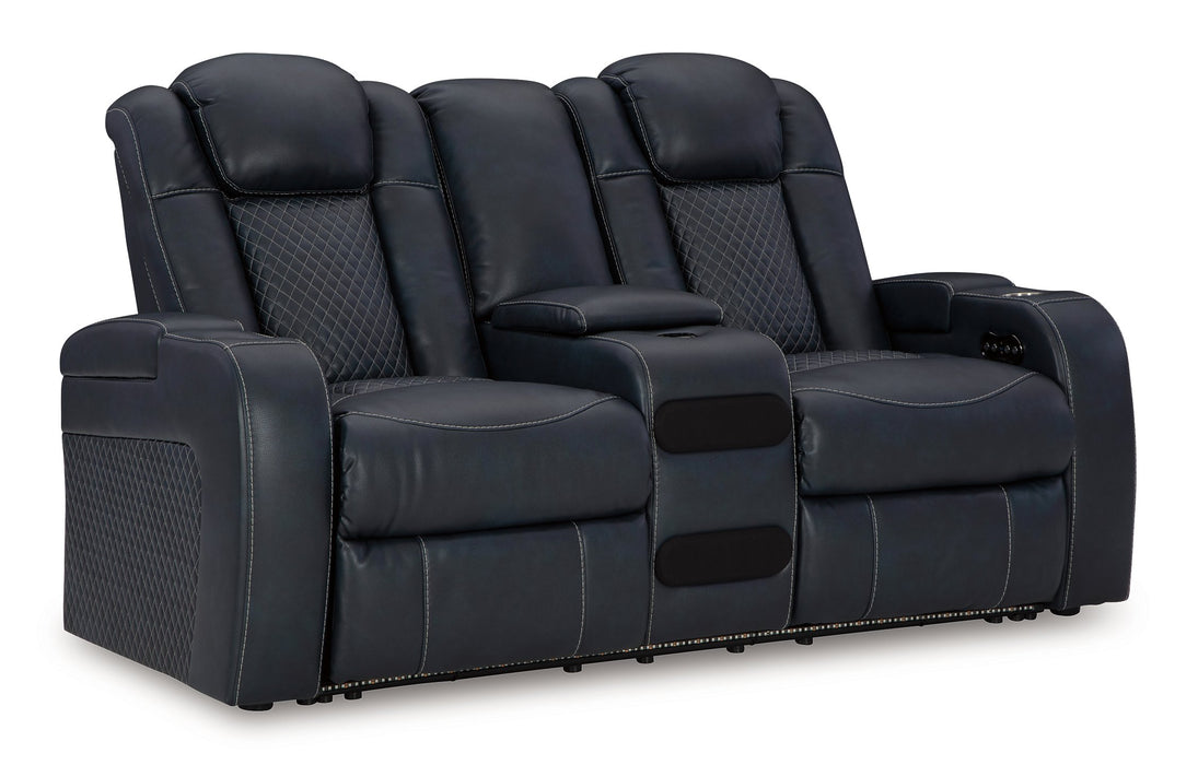 Fyne-Dyme Power Reclining Loveseat with Console - Woo Town Furniture (Worcester,MA)