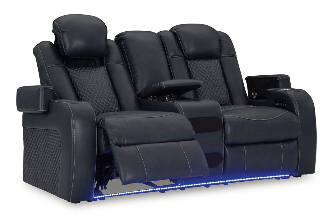 Fyne-Dyme Power Reclining Loveseat with Console - Woo Town Furniture (Worcester,MA)