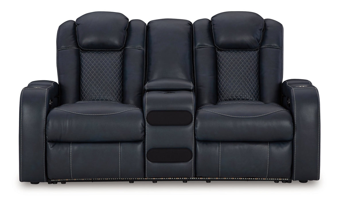 Fyne-Dyme Power Reclining Loveseat with Console - Woo Town Furniture (Worcester,MA)