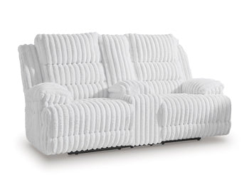 Rhines Falls Power Reclining Loveseat with Console - Woo Town Furniture (Worcester,MA)