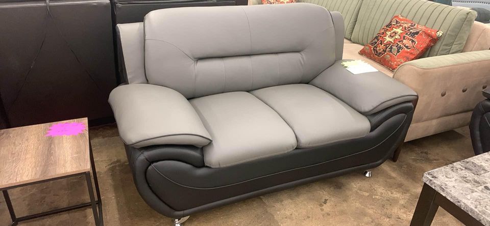 2 Toned Leather Love Seat