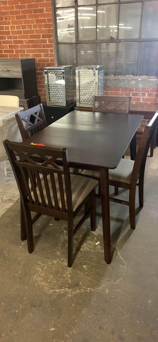 Dark Wood Dining Table Set