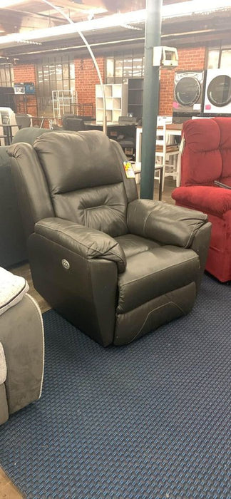 Stone Gray Leather Electronic Recliner