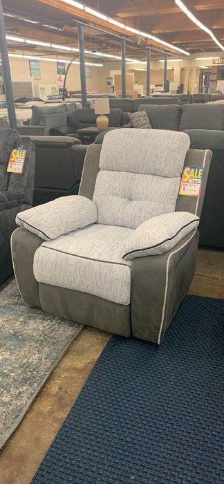 Gray & White Fabric Recliner