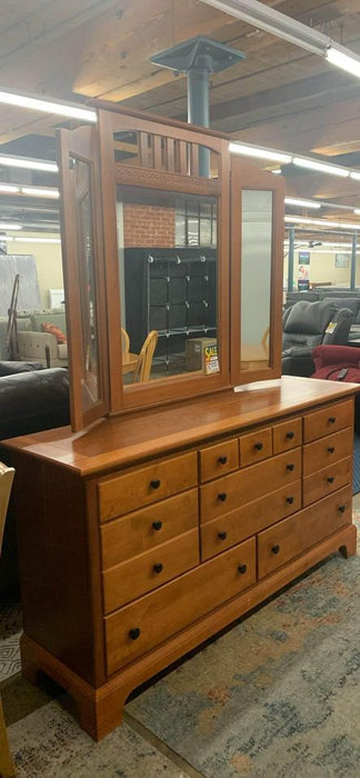 Real Wood Dresser with Triple Mirror