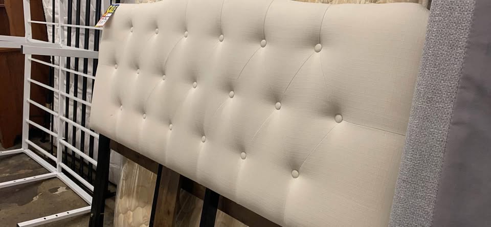 Used Crème Upholstered Headboard with frame - Woo Town Furniture (Worcester,MA)