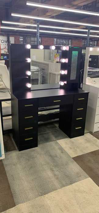 New Black Vanity with Lights & Storage