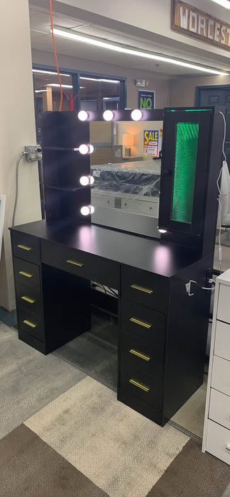 New Black Vanity with Lights & Storage