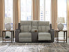 WhipLash Power Reclining Loveseat with Console - Woo Town Furniture (Worcester,MA)