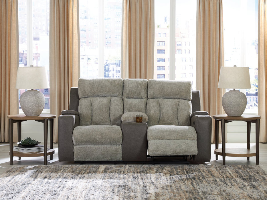 WhipLash Power Reclining Loveseat with Console - Woo Town Furniture (Worcester,MA)