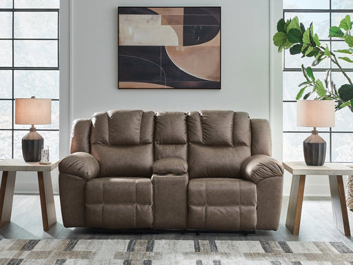 Lowilla Reclining Loveseat with Console - Woo Town Furniture (Worcester,MA)