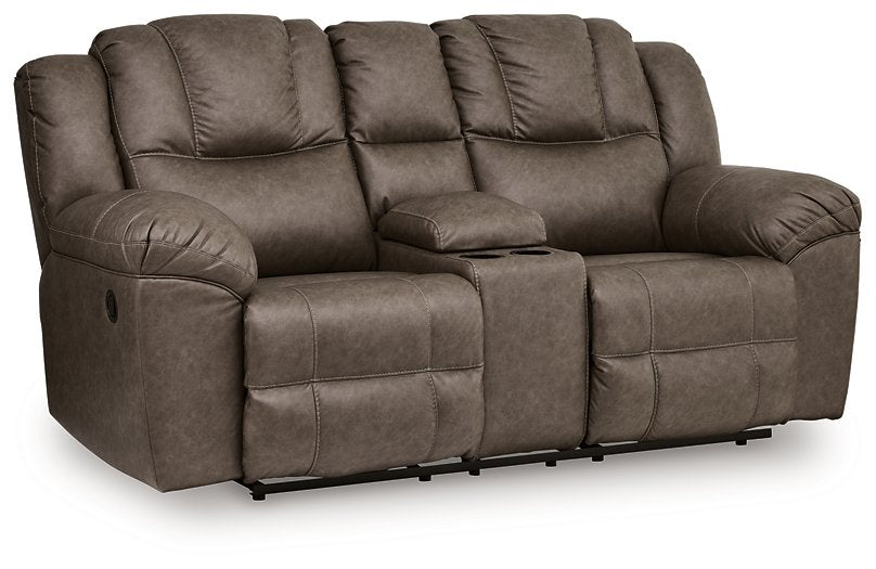Lowilla Reclining Loveseat with Console - Woo Town Furniture (Worcester,MA)