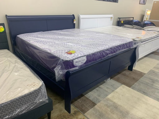 New Dark Blue King Sleigh Bed - Woo Town Furniture (Worcester,MA)