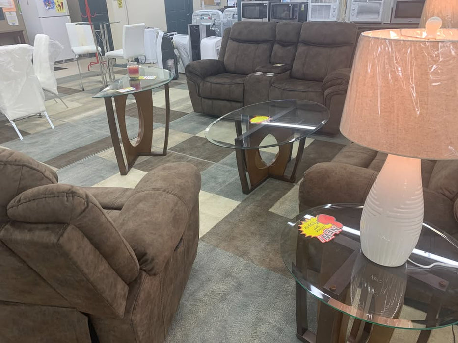4-Piece Glass Top Coffee and End Table Set