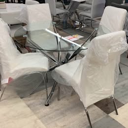 New Glass Table set with 4 chairs - Woo Town Furniture (Worcester,MA)