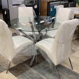 New Glass Table set with 4 chairs - Woo Town Furniture (Worcester,MA)