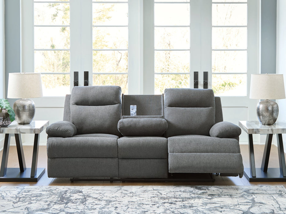 Side-Swipe Reclining Sofa with Drop Down Table - Woo Town Furniture (Worcester,MA)