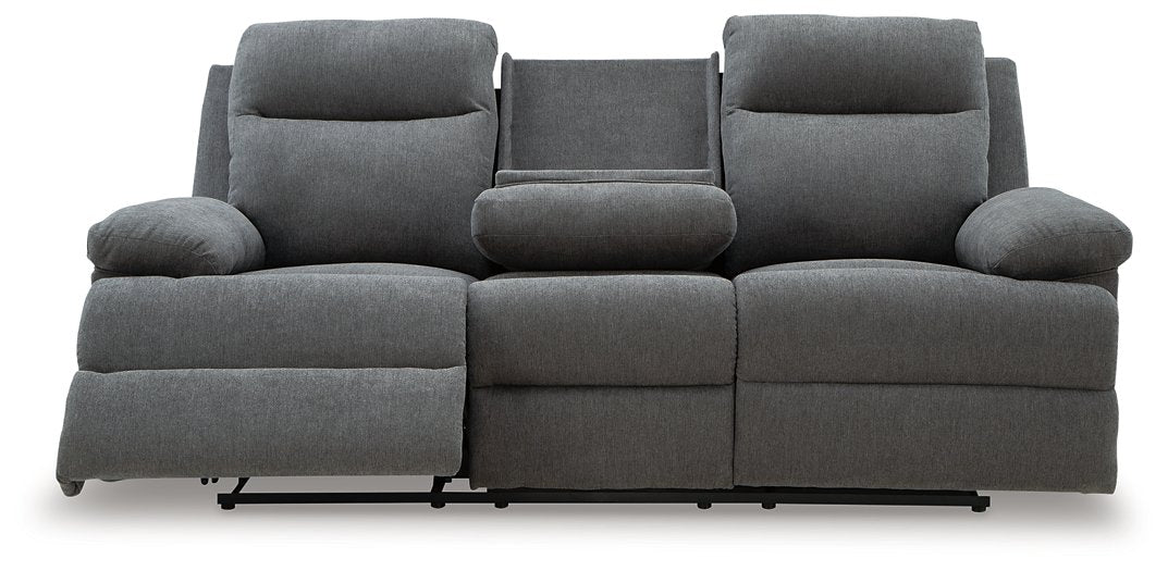 Side-Swipe Reclining Sofa with Drop Down Table - Woo Town Furniture (Worcester,MA)