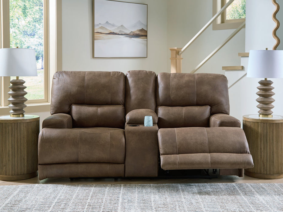 Beckley Place Power Reclining Loveseat with Console - Woo Town Furniture (Worcester,MA)