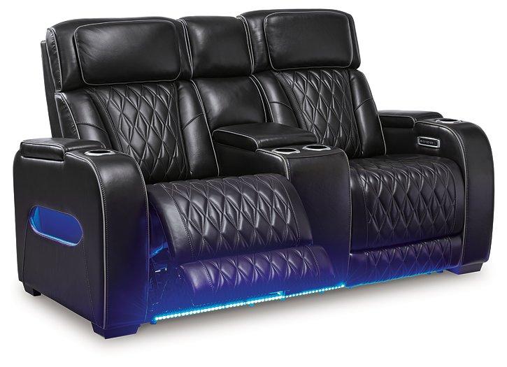 Boyington Power Reclining Loveseat with Console - Woo Town Furniture (Worcester,MA)