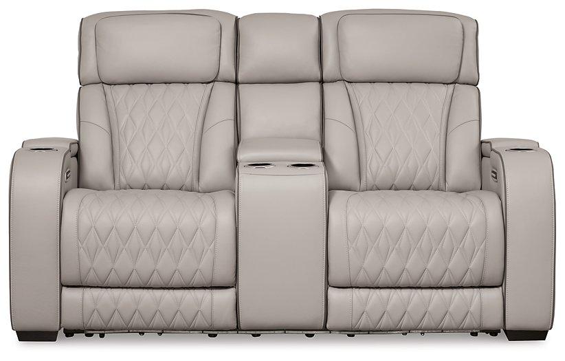 Boyington Power Reclining Loveseat with Console - Woo Town Furniture (Worcester,MA)