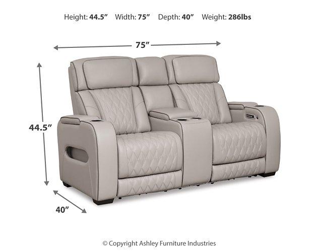 Boyington Power Reclining Loveseat with Console - Woo Town Furniture (Worcester,MA)