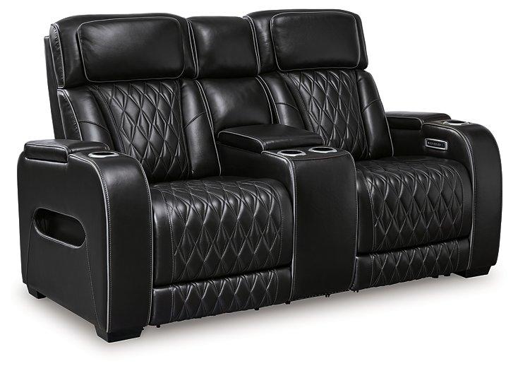 Boyington Power Reclining Loveseat with Console - Woo Town Furniture (Worcester,MA)
