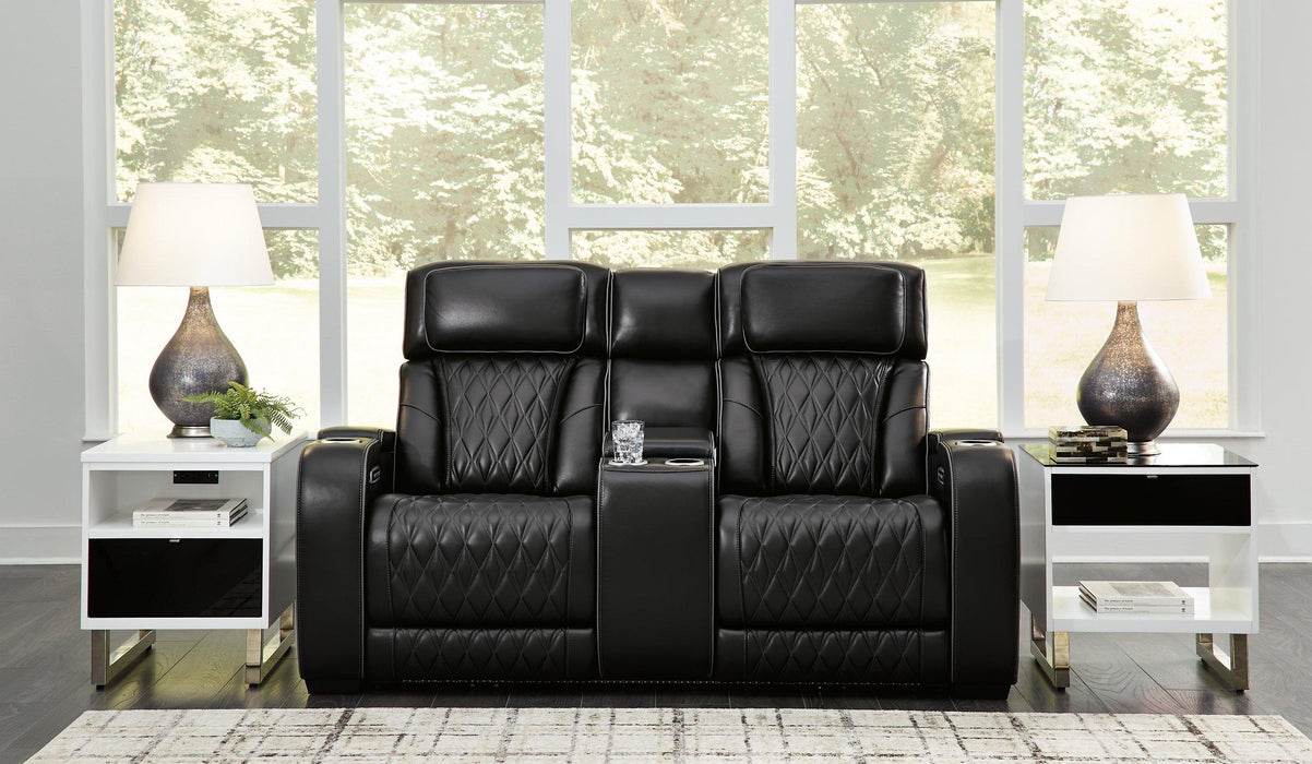 Boyington Power Reclining Loveseat with Console - Woo Town Furniture (Worcester,MA)