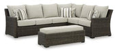 Brook Ranch Outdoor Sofa Sectional/Bench with Cushion (Set of 3) - Woo Town Furniture (Worcester,MA)