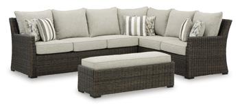 Brook Ranch Outdoor Sofa Sectional/Bench with Cushion (Set of 3) - Woo Town Furniture (Worcester,MA)