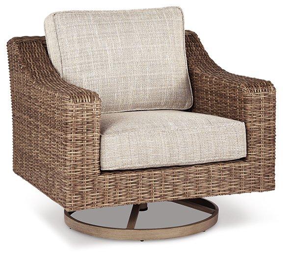 Beachcroft Outdoor Swivel Lounge with Cushion - Woo Town Furniture (Worcester,MA)