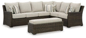 Brook Ranch Outdoor Sofa Sectional/Bench with Cushion (Set of 3) - Woo Town Furniture (Worcester,MA)