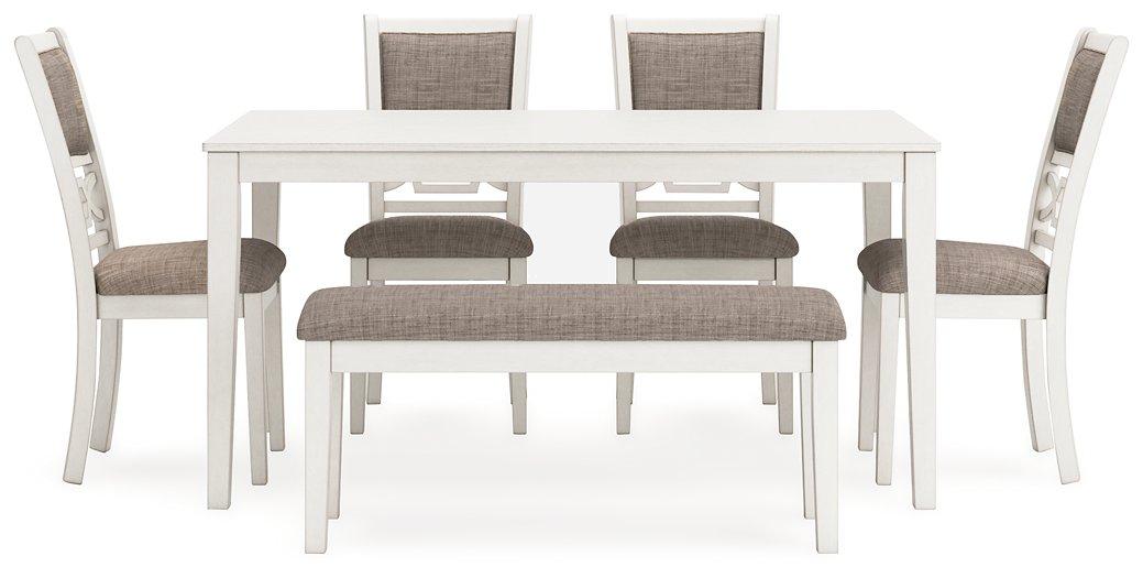 Erinberg Dining Table and 4 Chairs and Bench (Set of 6) - Woo Town Furniture (Worcester,MA)
