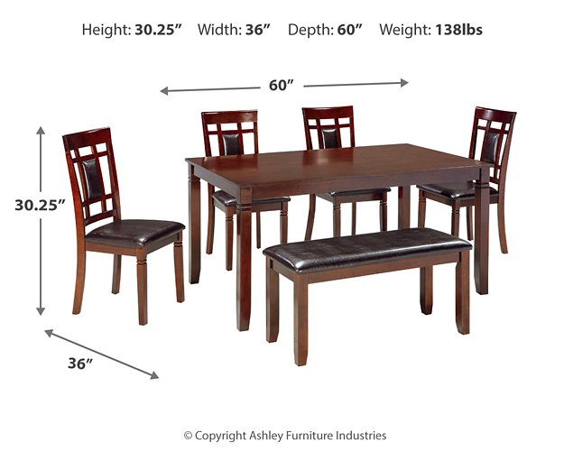 Bennox Dining Table and Chairs with Bench (Set of 6) - Woo Town Furniture (Worcester,MA)