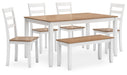 Gesthaven Dining Table with 4 Chairs and Bench (Set of 6) - Woo Town Furniture (Worcester,MA)