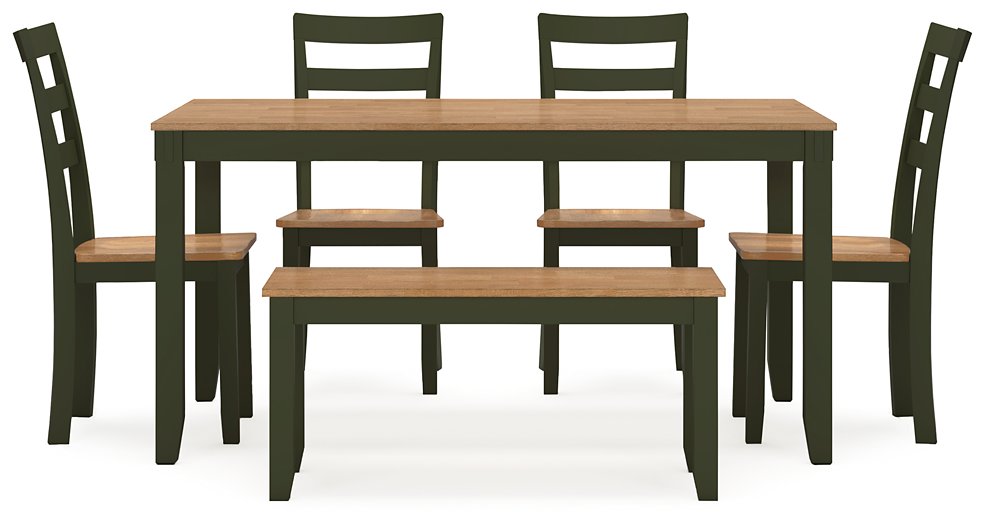 Gesthaven Dining Table with 4 Chairs and Bench (Set of 6) - Woo Town Furniture (Worcester,MA)