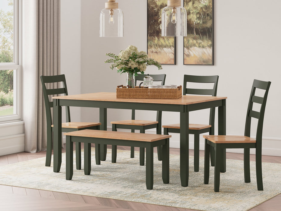 Gesthaven Dining Table with 4 Chairs and Bench (Set of 6) - Woo Town Furniture (Worcester,MA)