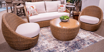 Double Point Outdoor Loveseat/2 Swivel Chairs (Set of 3) - Woo Town Furniture (Worcester,MA)