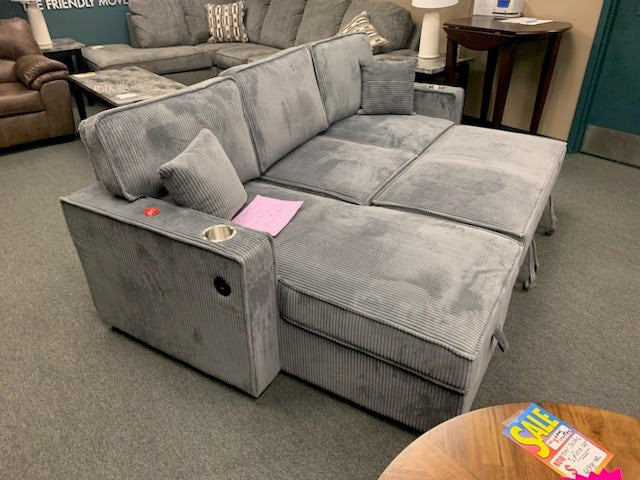 LAF Corduroy Gray Sectional Sleeper Sofa