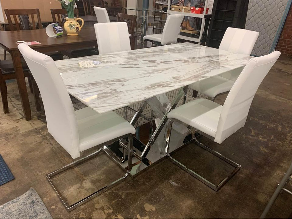 White Glass top table with Chrome base