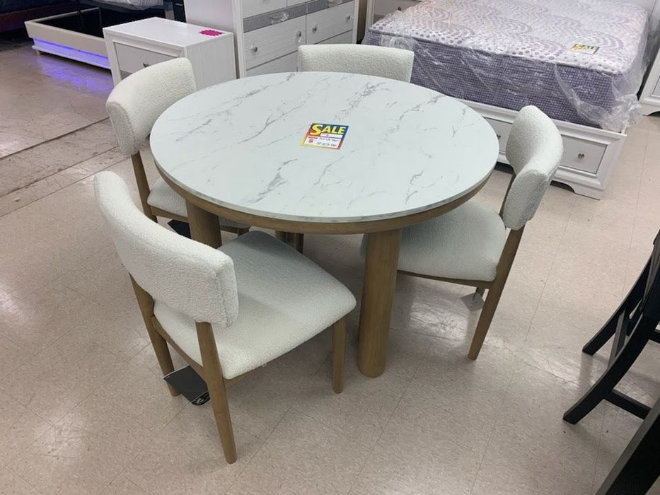 White Marble Round Table set