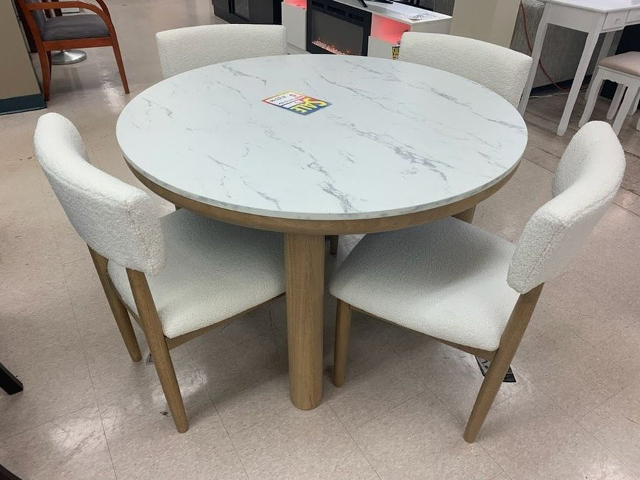 White Marble Round Table set